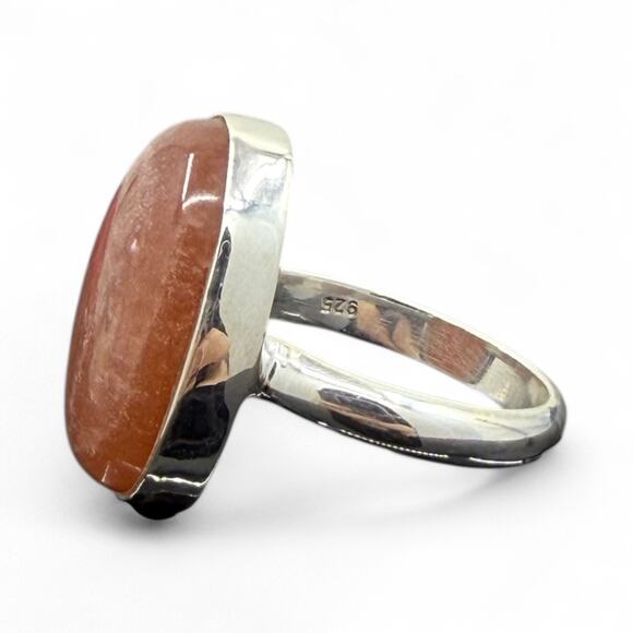 Natural Oval Peach Moonstone 925 Sterling Silver Size - Picture 5 of 8